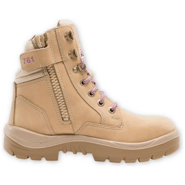 Steel Blue Ladies Southern Cross Zip Sided Boots: Nitrile Outsole- Sand