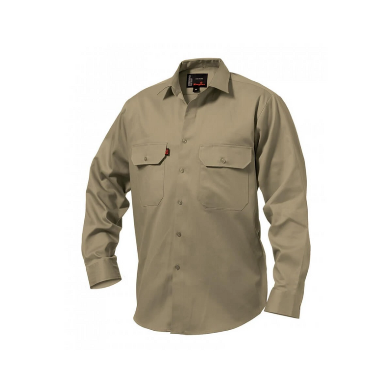 K04010 King Gee Men's L/Sleeve Open Front Cotton Drill Shirt