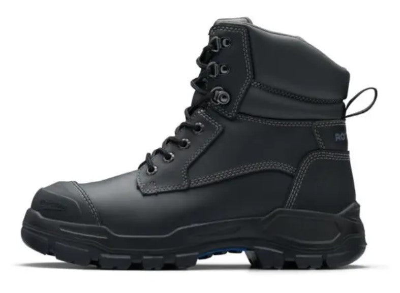 BLUNDSTONE 150mm RotoFlex Black Water-Resistant Platinum Leather Zip Sided Safety Boot - B9061