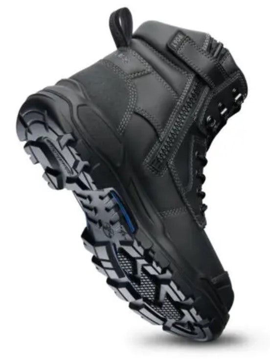 BLUNDSTONE B9061 150mm RotoFlex Black Water-Resistant Platinum Leather Zip Sided Safety Boot - B9061