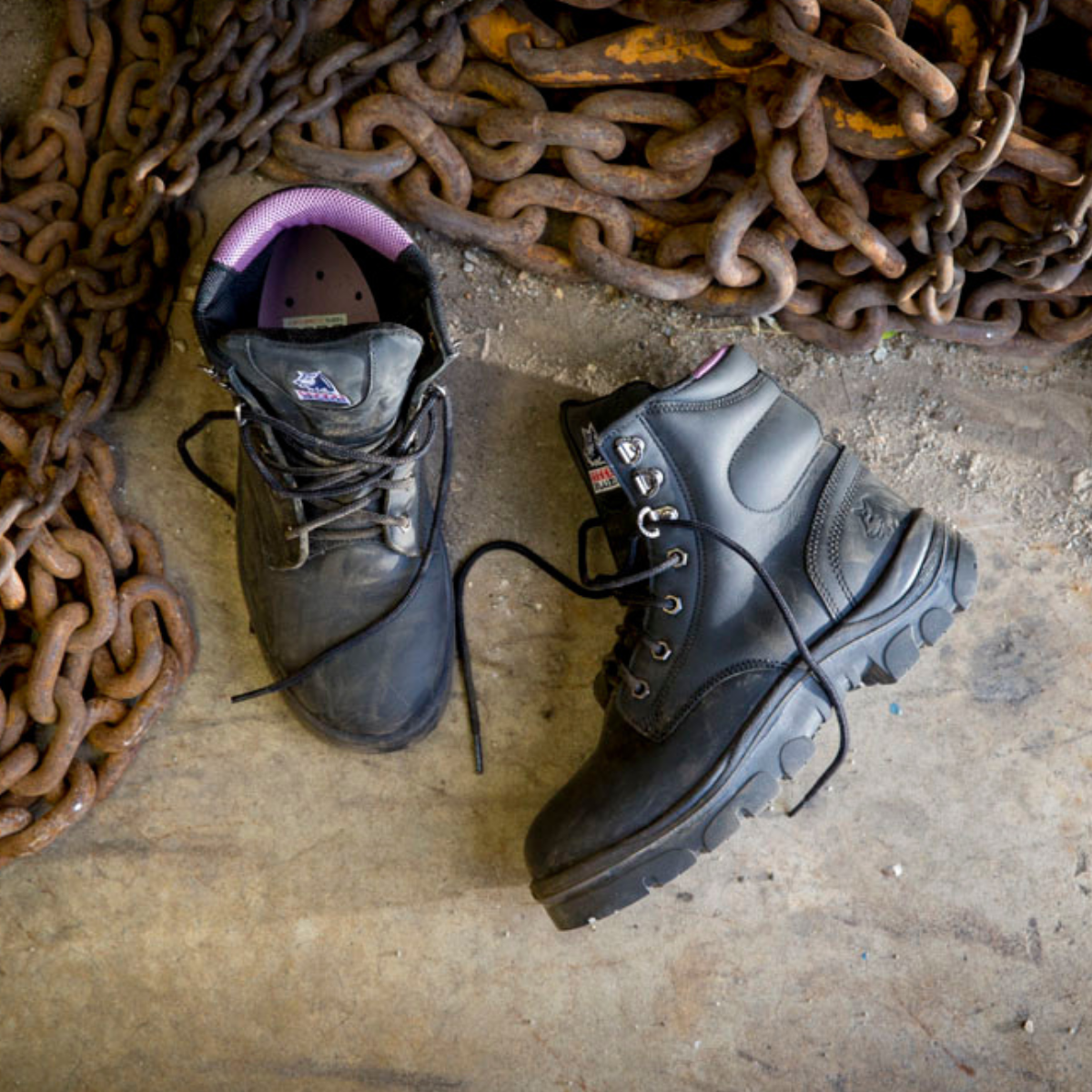 Steel Blue Ladies Argyle Lace Up Safety Boots - S512702