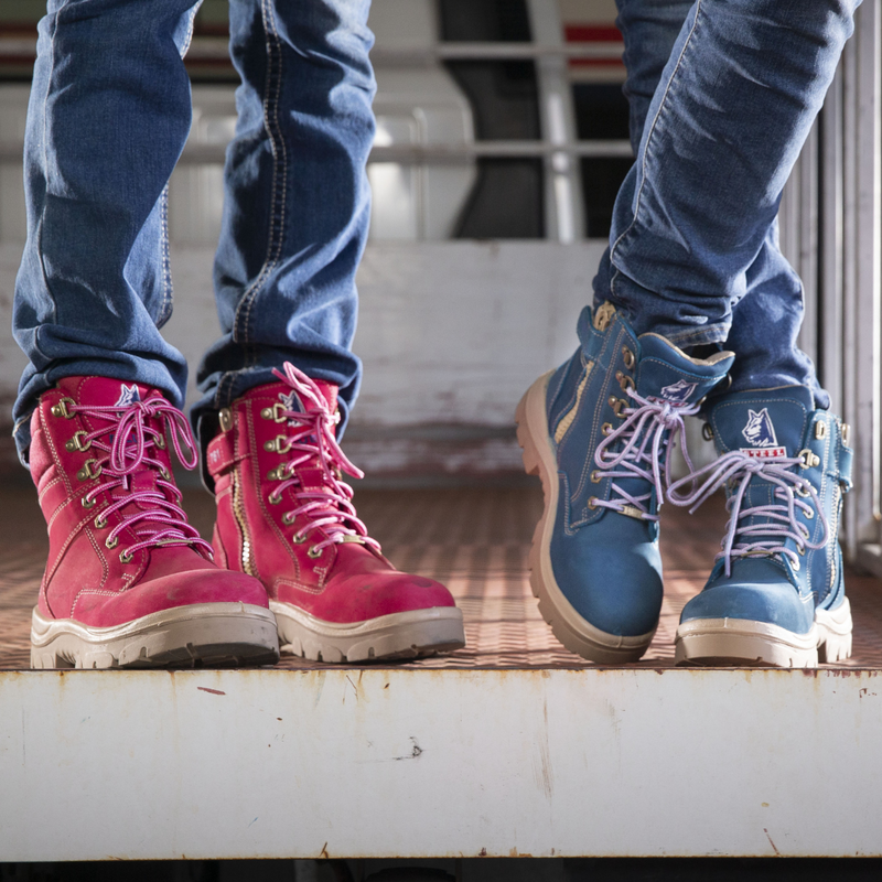 Southern Cross Pink Work Shoes Steel Blue Ladies Southern Cross