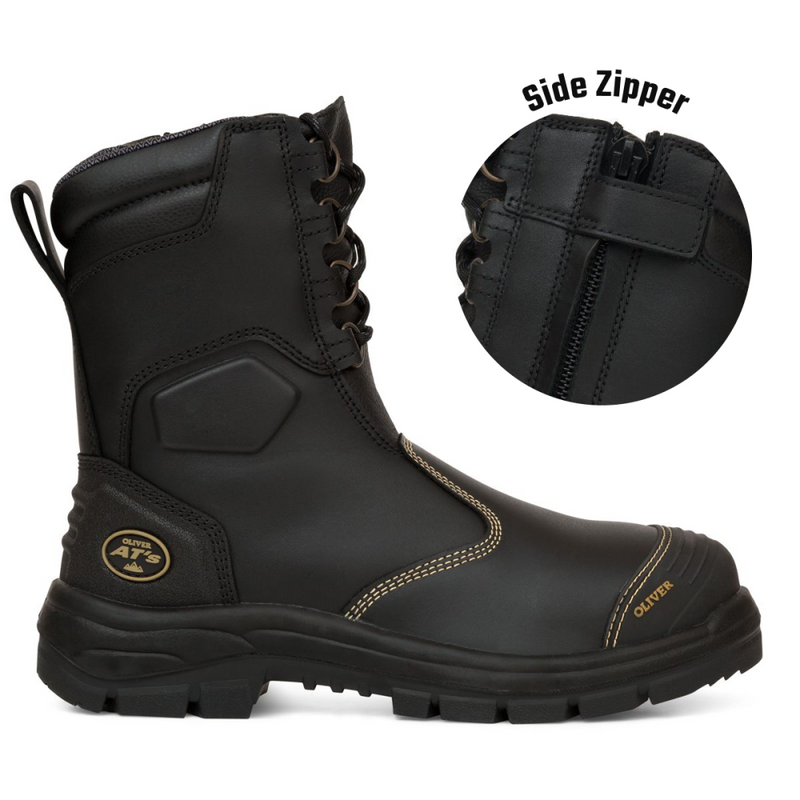 Oliver 200mm Hi-Leg Black Zip Sided Boot