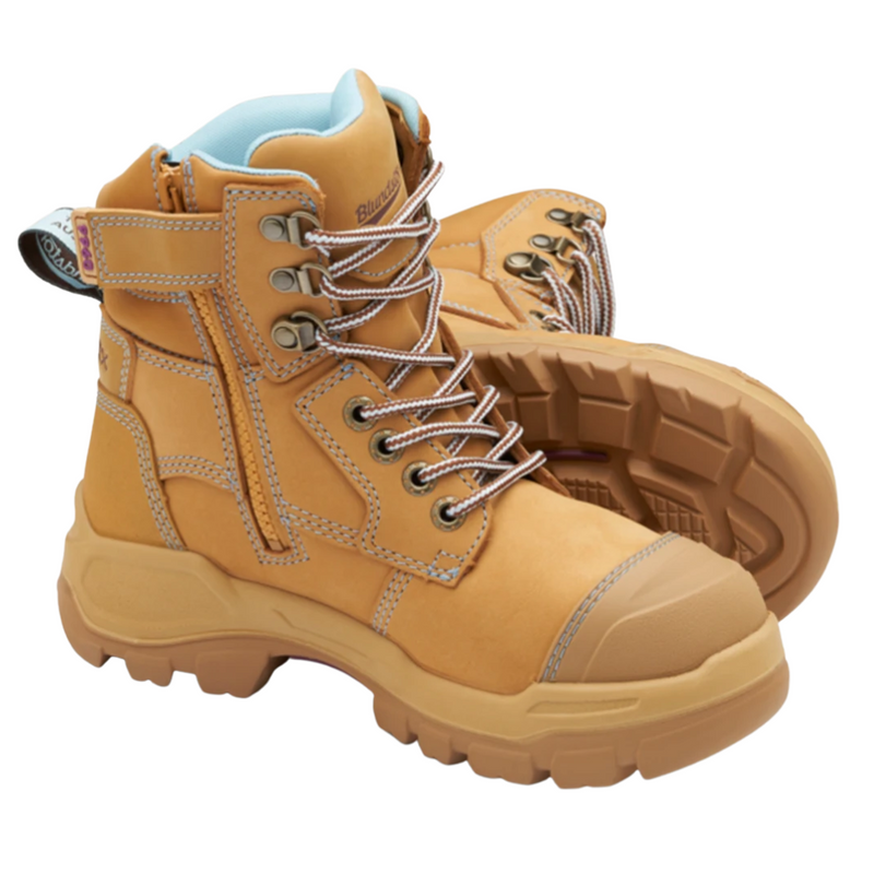 Blundstone 9960 Womens Rotoflex Zip Side Safety Boots - Wheat