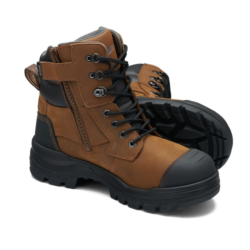 BLUNDSTONE 8066 ROTOFLEX SADDLE WATER-RESISTANT 150MM ZIP SIDED SAFETY BOOT - B8066