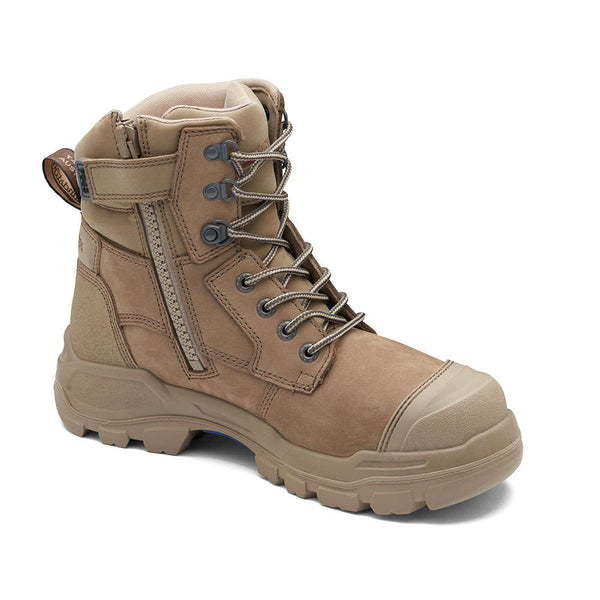 BLUNDSTONE #9063 ROTOFLEX WATER-RESISTANT NUBUCK 150MM ZIP SIDED SAFETY BOOT - B9063
