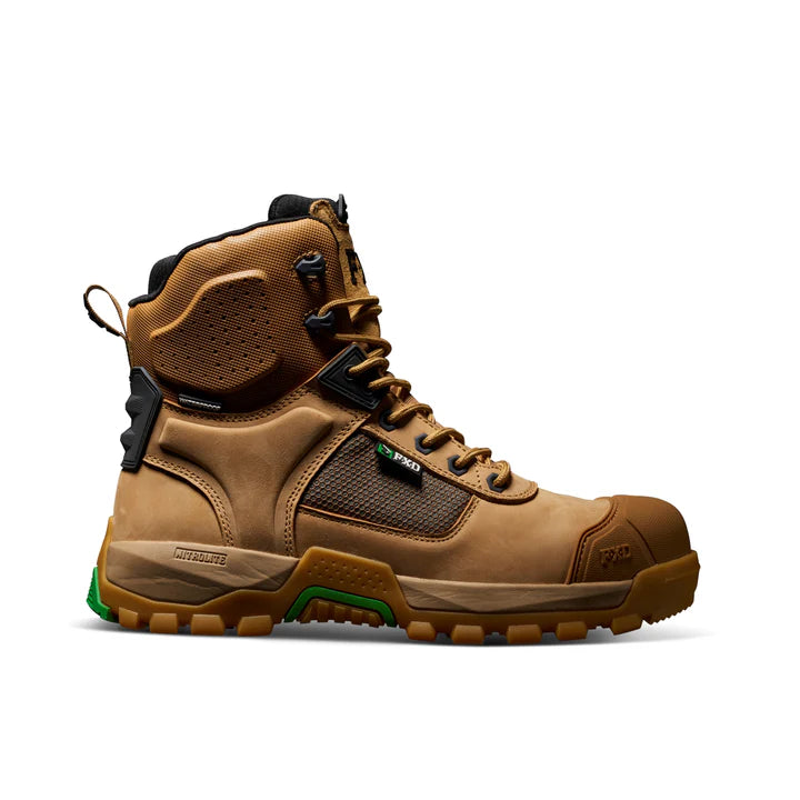 Side view of FXD WB.1WP waterproof safety boots with composite toe protection