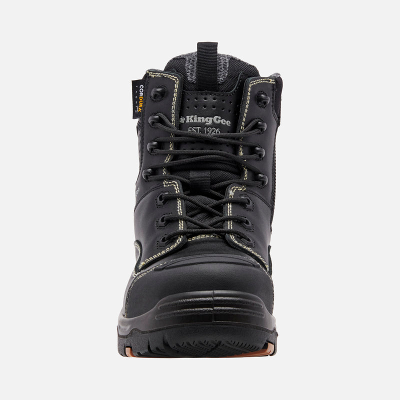 King Gee K28000 Men's the ONYX 6CZ EH Safety Boots - Lace/Zip- BLACK