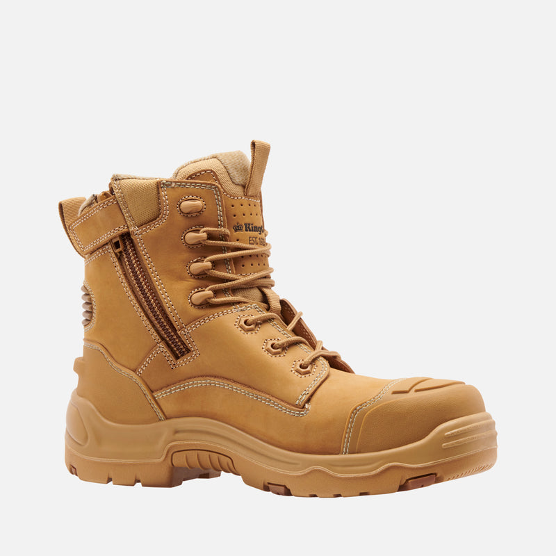 King Gee K28001 Men's the ONYX 6CZ EH Safety Boots - Lace/Zip- Wheat