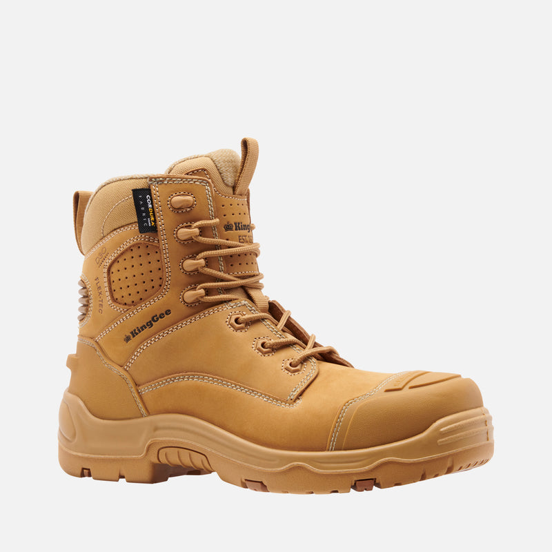 King Gee K28001 Men's the ONYX 6CZ EH Safety Boots - Lace/Zip- Wheat