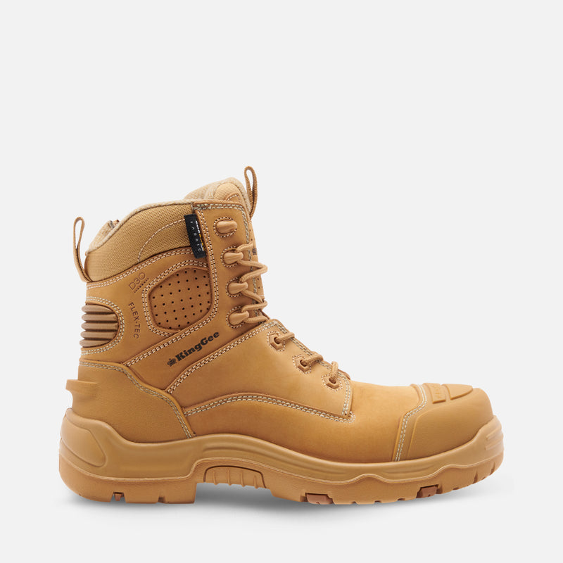 King Gee K28001 Men's the ONYX 6CZ EH Safety Boots - Lace/Zip- Wheat