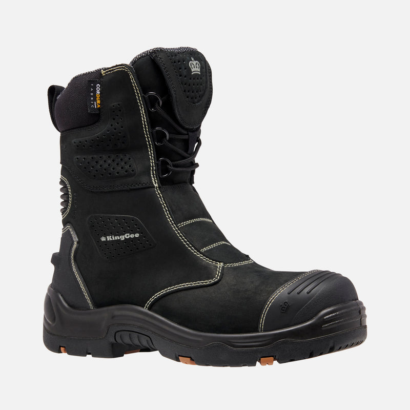 King Gee K28006 Men's BENNU PRO Safety Boots - Lace/Zip- BLACK