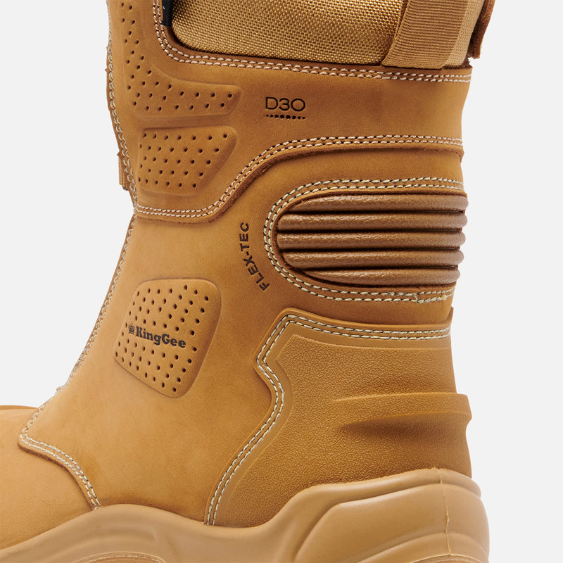 King Gee K28007 Men's BENNU PRO Safety Boots - Lace/Zip- WHEAT