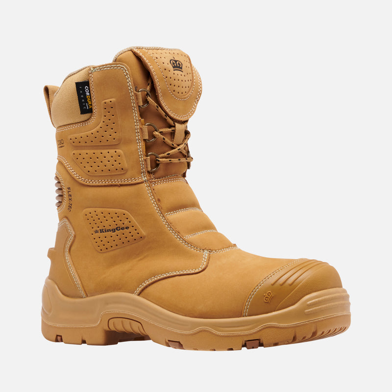 King Gee K28007 Men's BENNU PRO Safety Boots - Lace/Zip- WHEAT