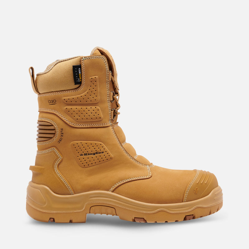 King Gee K28007 Men's BENNU PRO Safety Boots - Lace/Zip- WHEAT