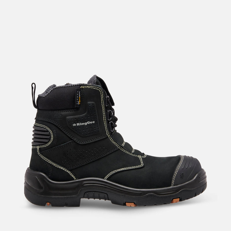 King Gee K28008 Men's Bennu Pro 6 Safety Boots - Lace/Zip- Black