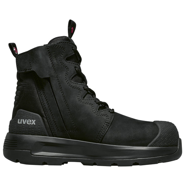 UVEX 3 X-Flow Lightweight Women's Zip-Sided Work Boots NARROW Fit - Black