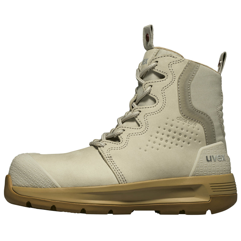 UVEX 3 X-Flow Lightweight Women's Zip Sided Work Boots NARROW Fit - Cement