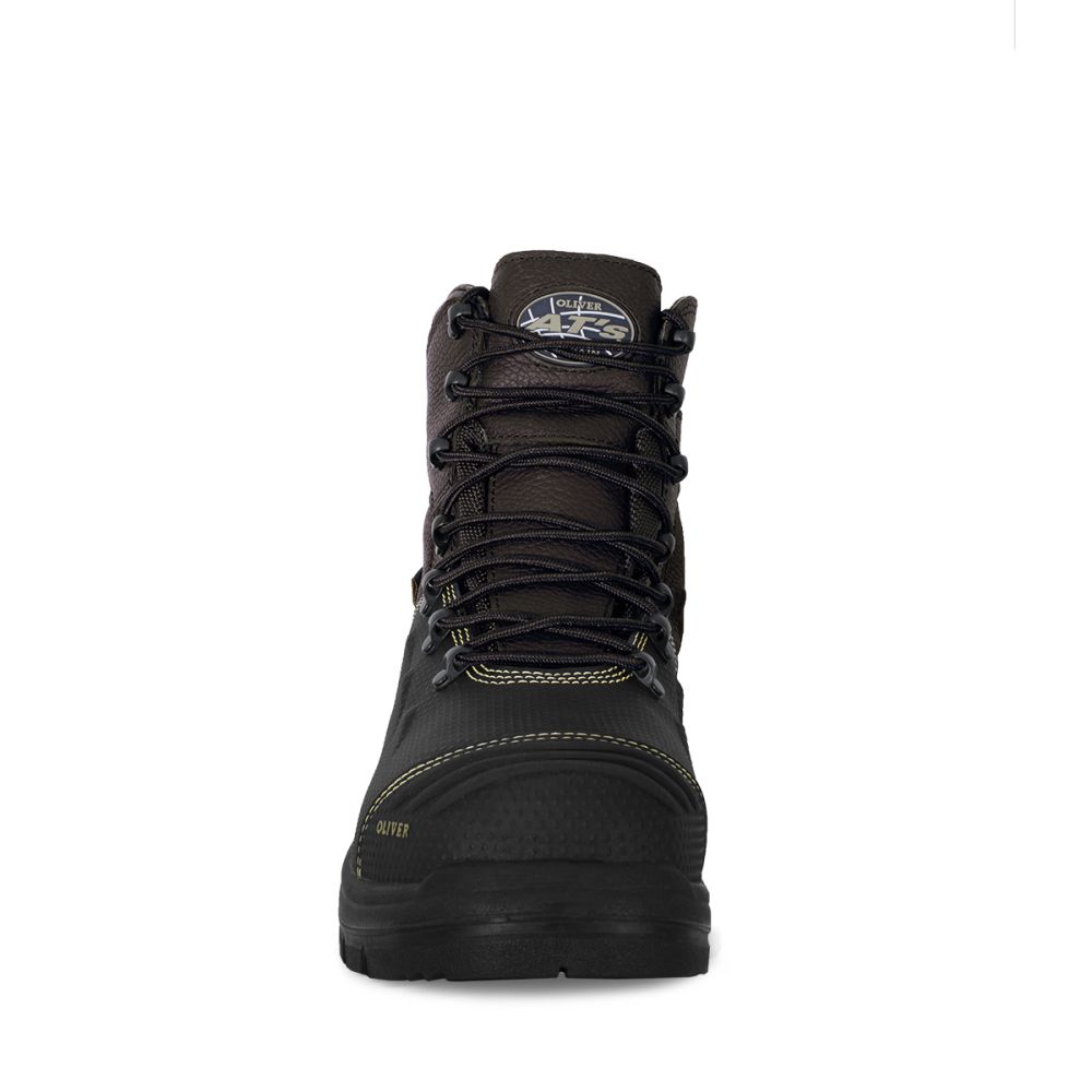 Oliver 65490Z  150mm Brown Lace-up Zip Sided Boot – Caustic and 100% Waterproof