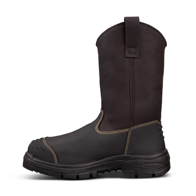 240mm Brown Pull-on Riggers Boot - Caustic and 100% Waterproof