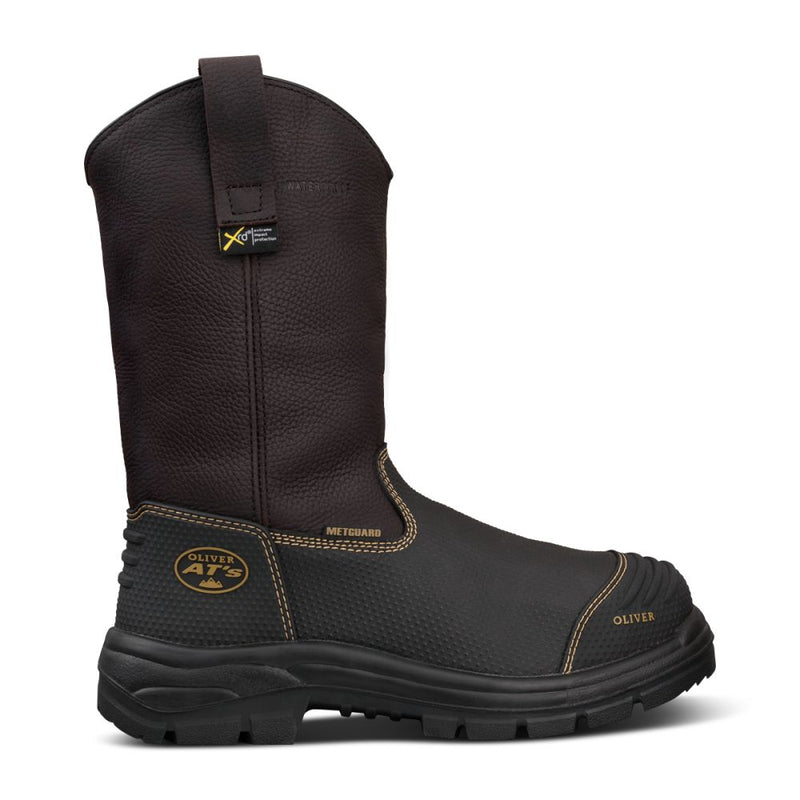 240mm Brown Pull-on Riggers Boot - Caustic and 100% Waterproof