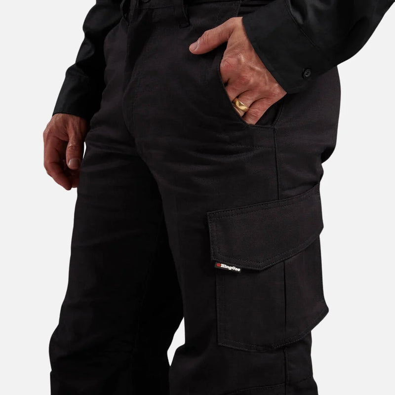 King Gee Men's Workcool 2 L/Weight Ripstop Cotton Cargo Pants K13820 -Black