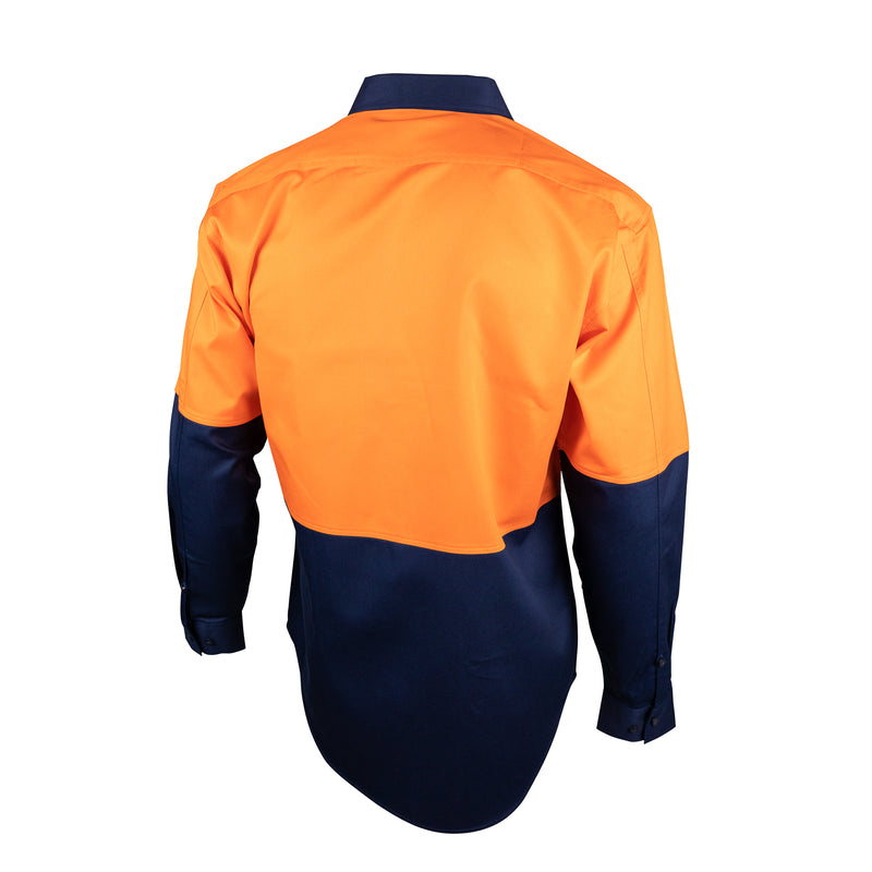 Ball Tearer Long Sleeve Cotton Drill Shirt (Orange/Navy) - 5 PACK