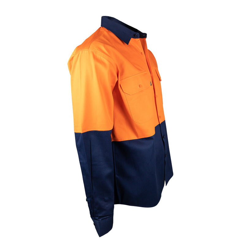 Ball Tearer Long Sleeve Cotton Drill Shirt (Orange/Navy) - 5 PACK