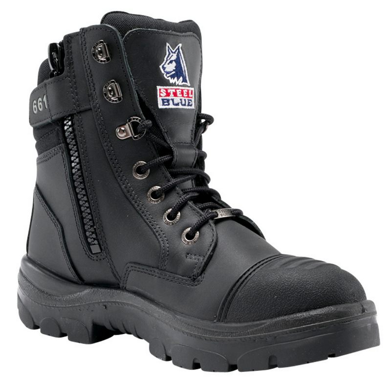 Steel Blue Mens Southern Cross Zip Sided + Scuff Cap Boot - Black