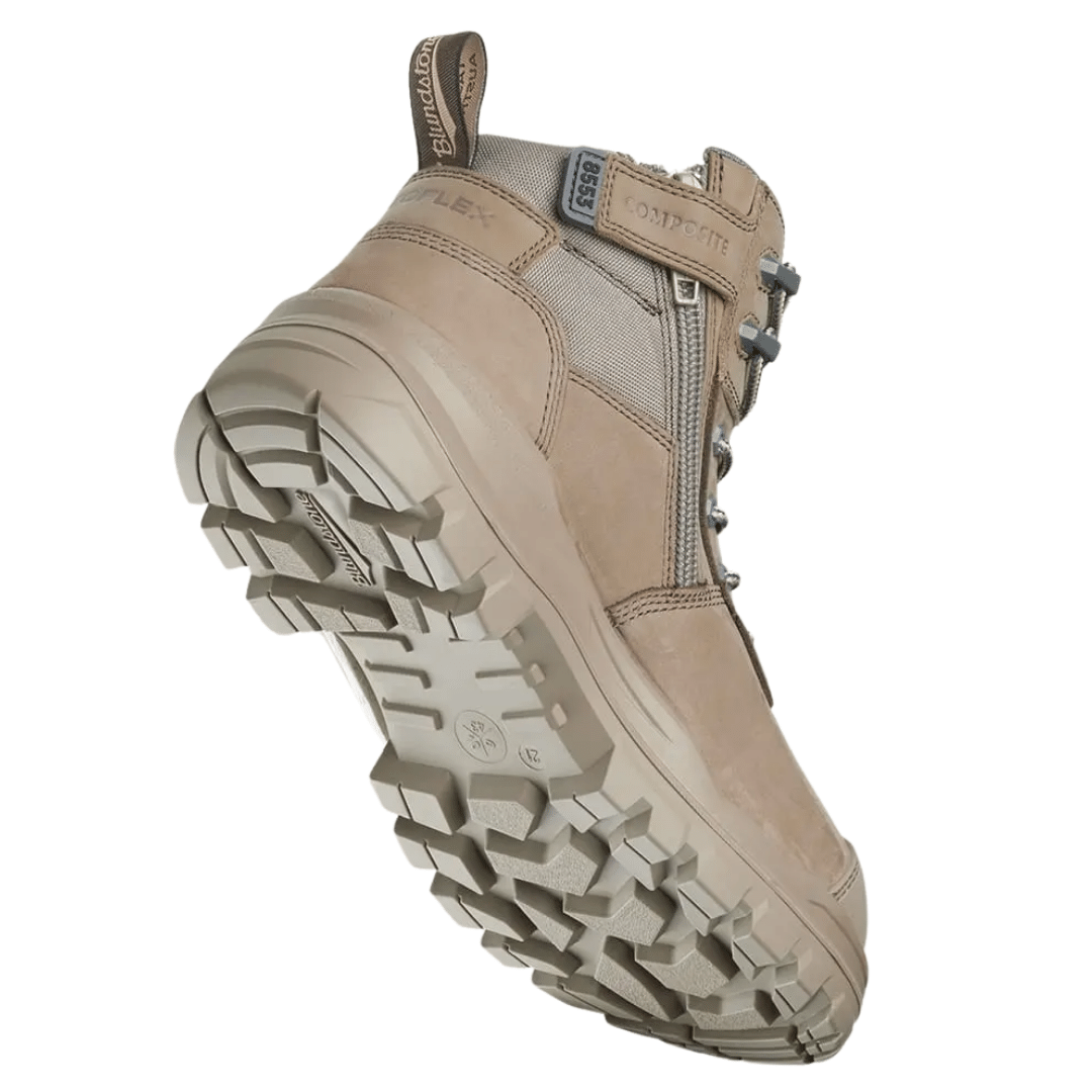 Blundstone 8553 Mens Rotoflex 135mm Height Safety Boot - Stone Nubuck- B8553