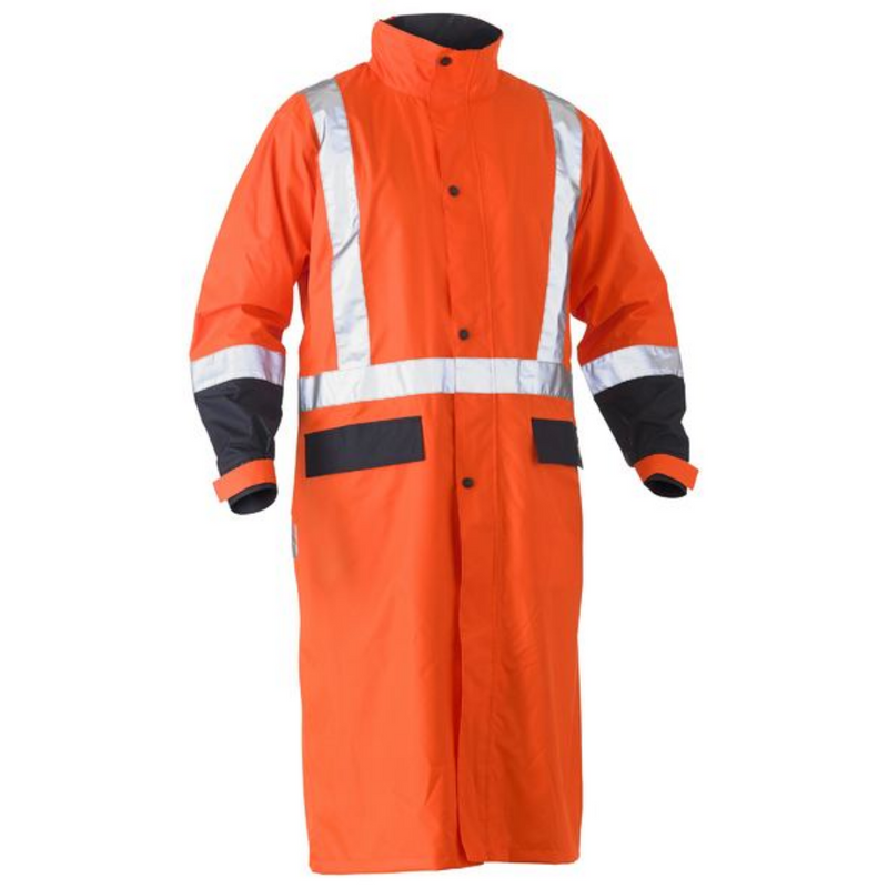 Bisley Men's / Unisex Taped Hi Vis Long Rain Coat