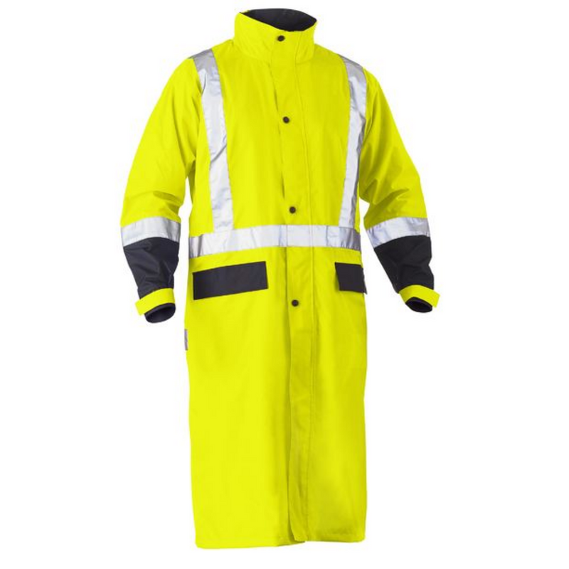 Bisley Men's / Unisex Taped Hi Vis Long Rain Coat