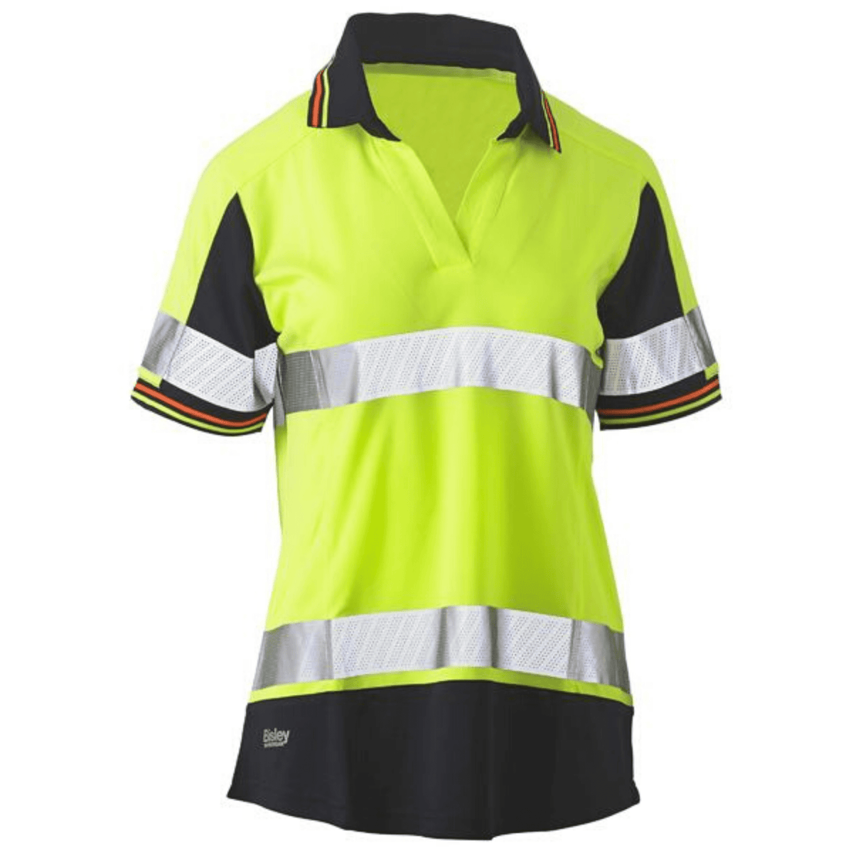 Bisley Womens Taped Short Sleeve Hi-Vis V-Neck Polo BKL1225T*