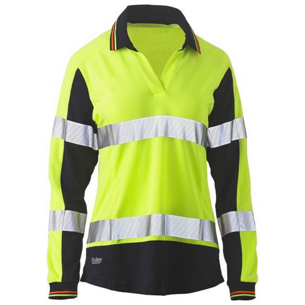 Bisley Women's Taped Two Tone Hi Vis V-Neck Polo BKL6225T