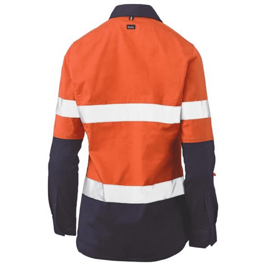 Bisley Womens Taped Hi-Vis Stretch V-Neck Shirt BLC6064T*