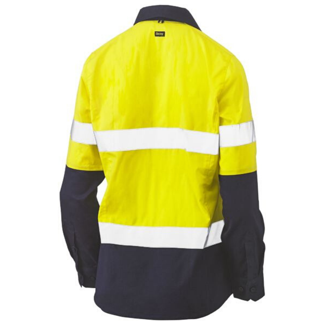 Bisley Womens Taped Hi-Vis Stretch V-Neck Shirt BLC6064T*