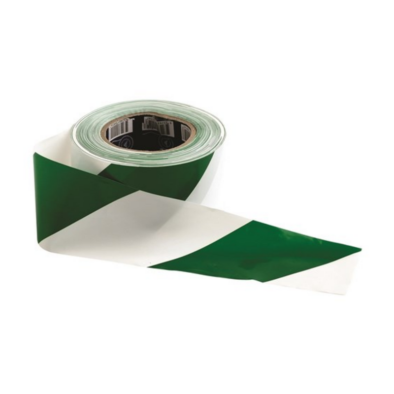 Green/White Barricade Tape - 100m X 75mm