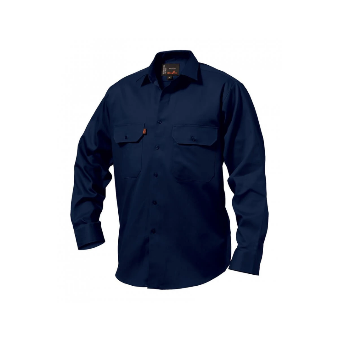 K04010 King Gee Men's L/Sleeve Open Front Cotton Drill Shirt