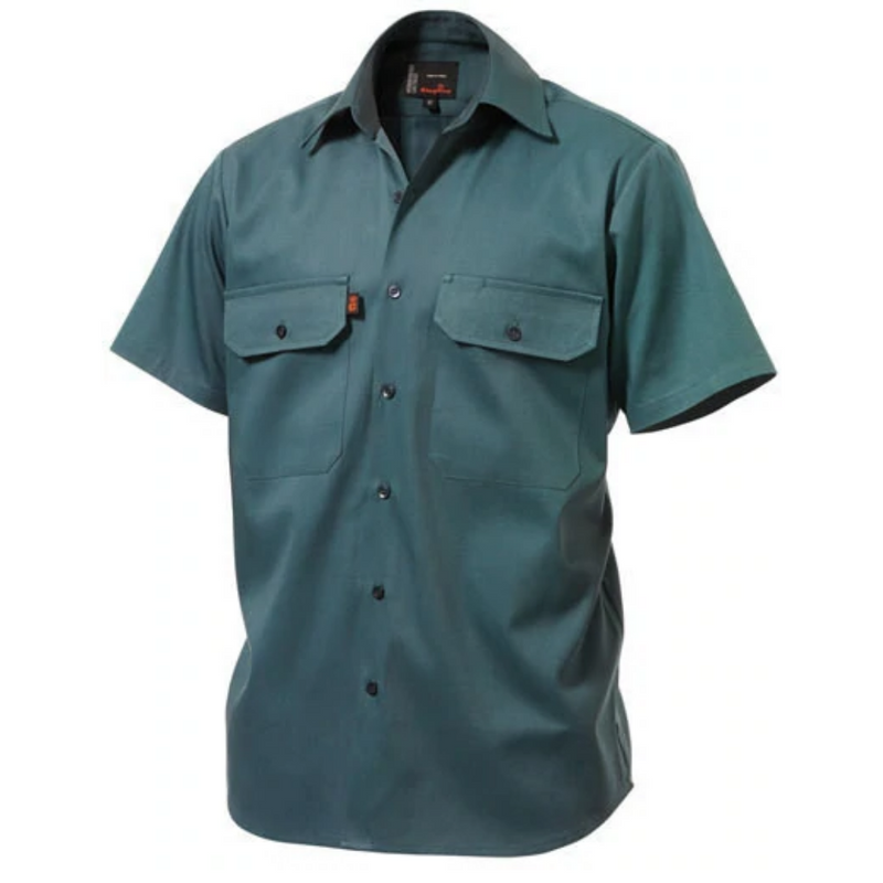 K04030 King Gee Men's S/Sleeve Open Front Cotton Drill Shirt