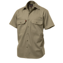 K04030 King Gee Men's S/Sleeve Open Front Cotton Drill Shirt