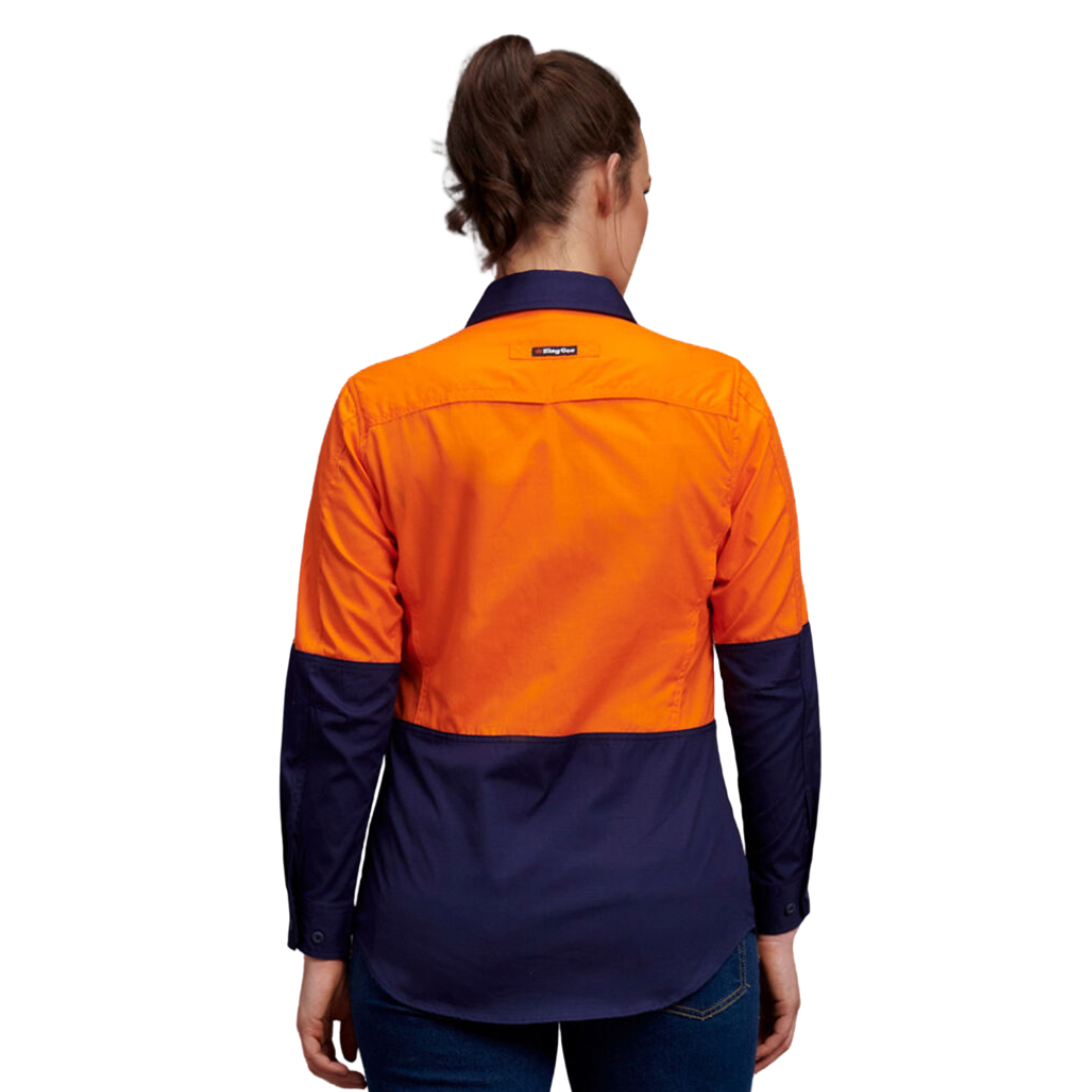 K44543 King Gee Workcool 2 Women's Hi Vis Spliced Shirt