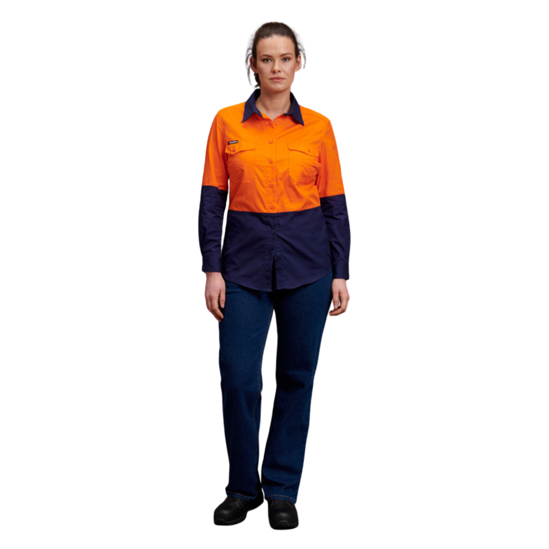 K44543 King Gee Workcool 2 Women's Hi Vis Spliced Shirt