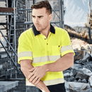 ZH535* Syzmik Men's Hi-Vis Segmented S/S Work Polo with Tape