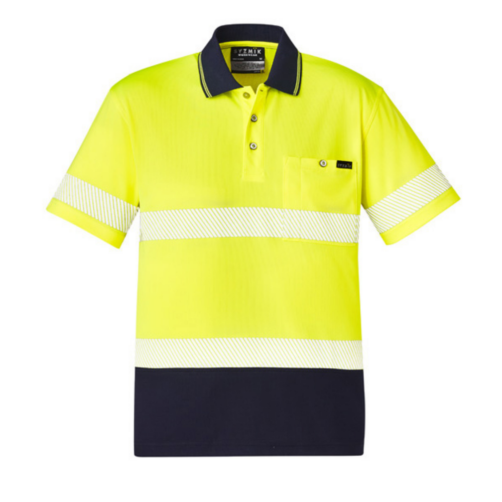 ZH535* Syzmik Men's Hi-Vis Segmented S/S Work Polo with Tape