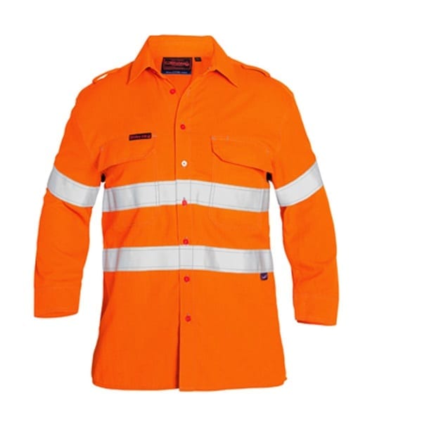 Bisley Men's Tencate Tescasafe Plus Taped Hi Vis FR Vented L/Sleeve Shirt BS8081T*