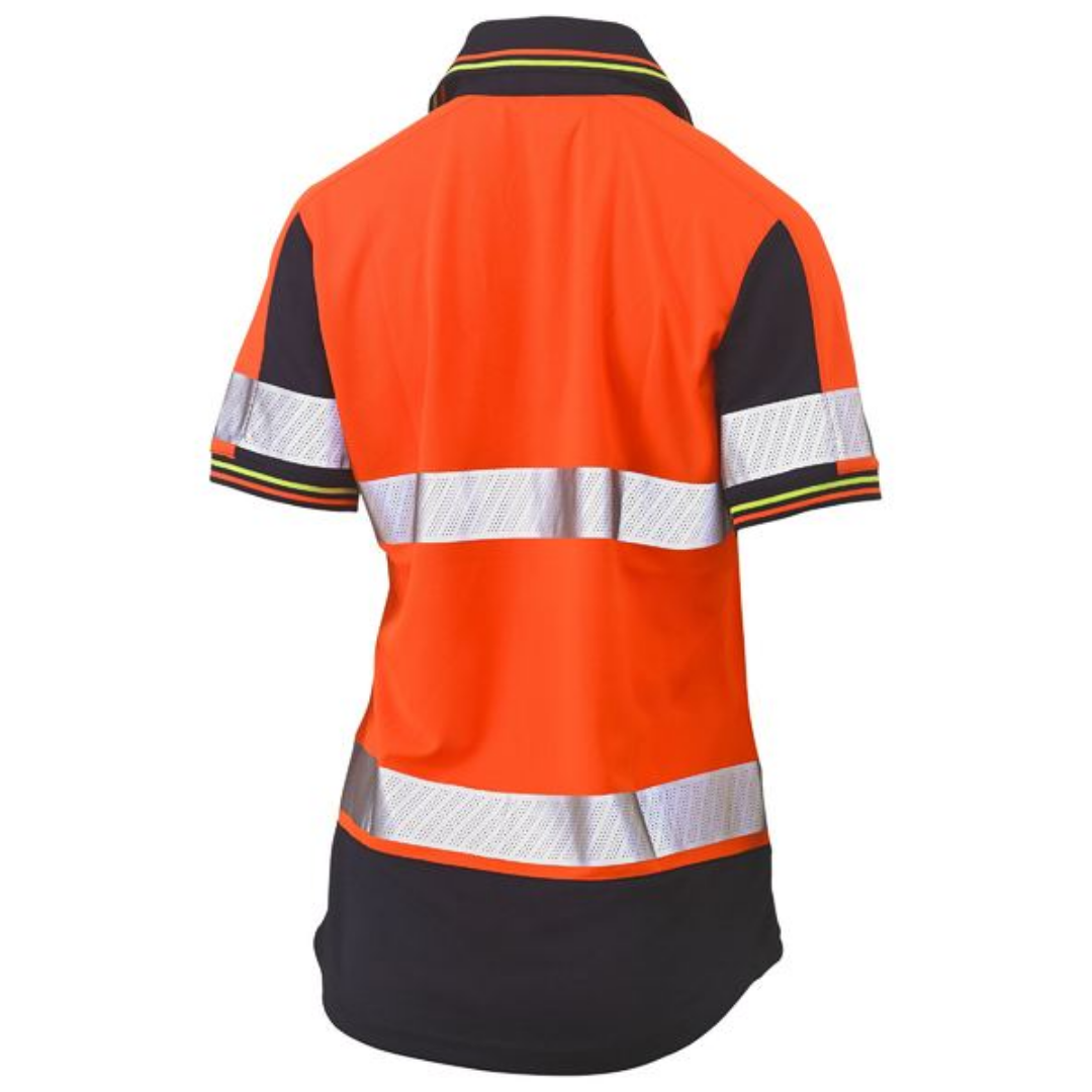 Bisley Womens Taped Short Sleeve Hi-Vis V-Neck Polo BKL1225T*