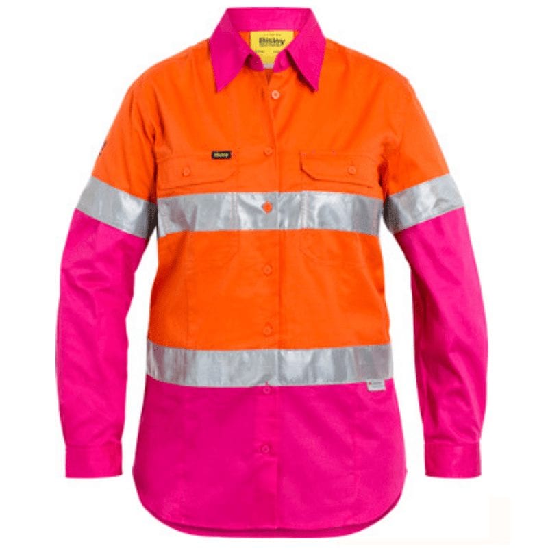 Bisley Women's Taped Hi Vis Cool Lightweight Drill Shirt BL6696T