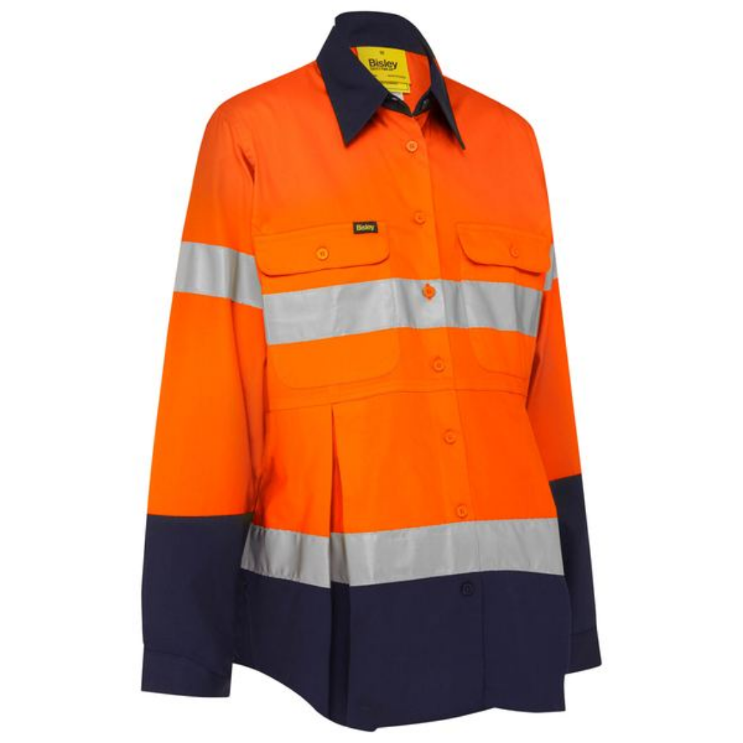 Bisley Women's Taped Hi Vis Maternity Drill Shirt BLM6456T