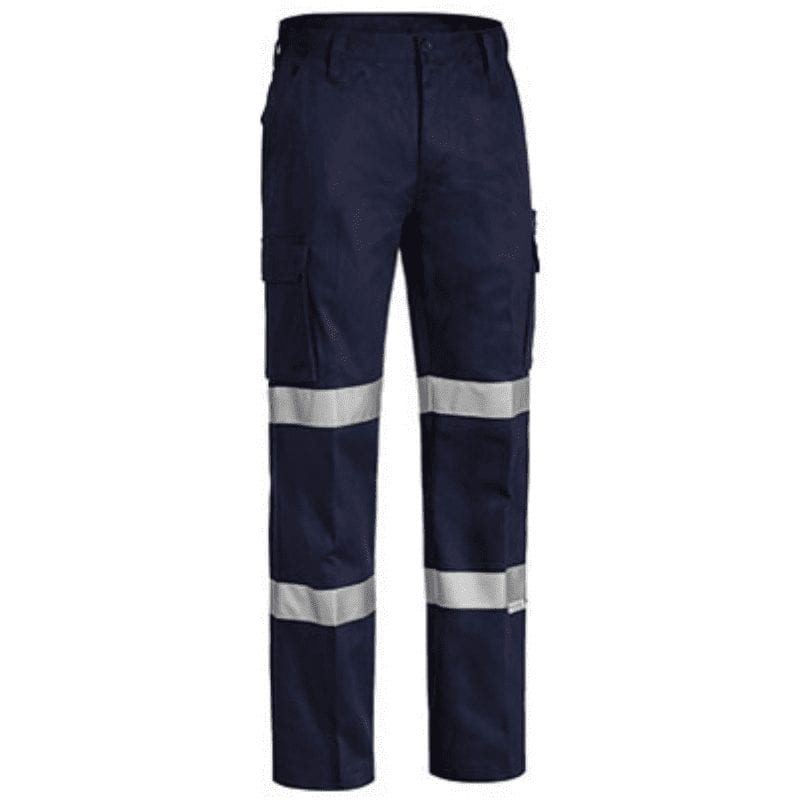 Bisley Men's Cotton Drill Cargo pant with 2 reflective strips