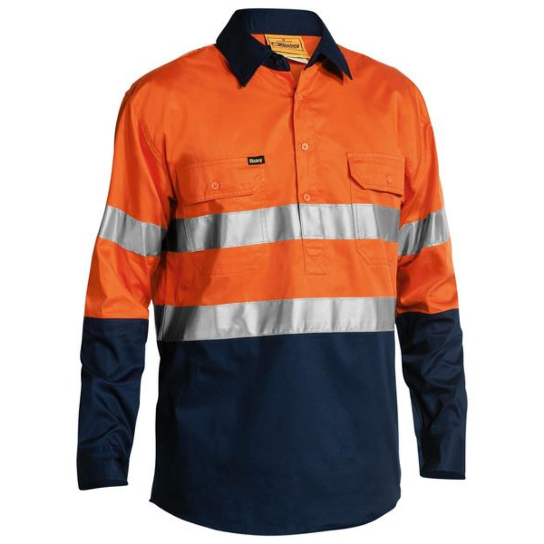 Bisley Men's Taped Hi Vis Closed Front Cool Lightweight Shirt BSC6896